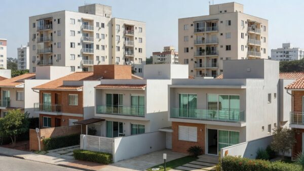 Imóveis residenciais em bairro brasileiro para relatório mensal de mercado imobiliário