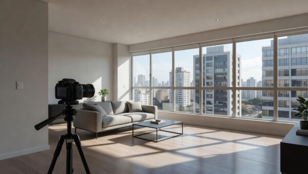 Apartamento moderno em São Paulo preparado para gravação de vídeo imobiliário