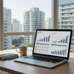 Gráficos de ROI em destaque de portais imobiliários com prédios brasileiros
