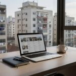 Notebook com anúncios de imóveis em portal imobiliário brasileiro