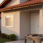 Casa residencial brasileira com elementos de financiamento habitacional para vendas imobiliárias