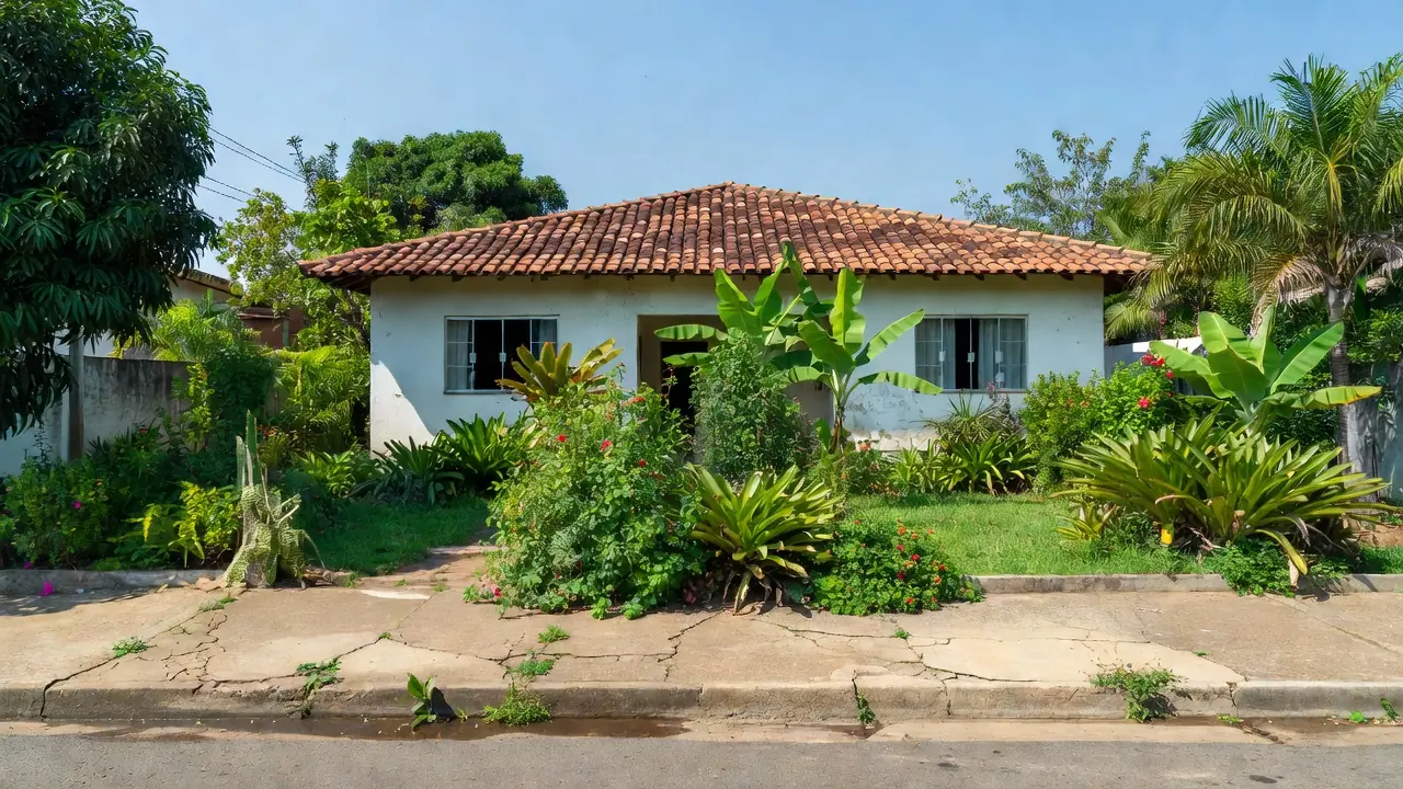 Casa residencial brasileira representando imóvel parado no mercado imobiliário para reengajamento via CRM.