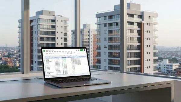 Notebook com planilha Google Sheets para leads imobiliários no Brasil