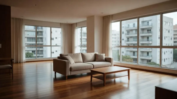 Interior de apartamento moderno vazio no Brasil para mercado imobiliário