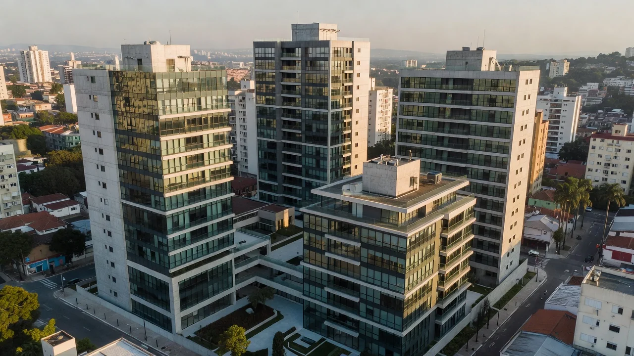 Complexo residencial moderno em São Paulo representando o mercado imobiliário
