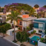Vista aérea de bairro residencial brasileiro com casas modernas