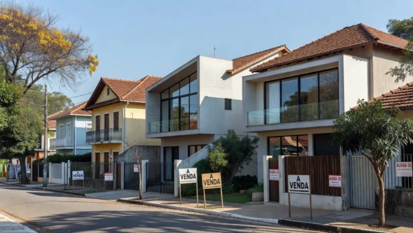 Bairro residencial brasileiro com imóveis representando captação no mercado imobiliário