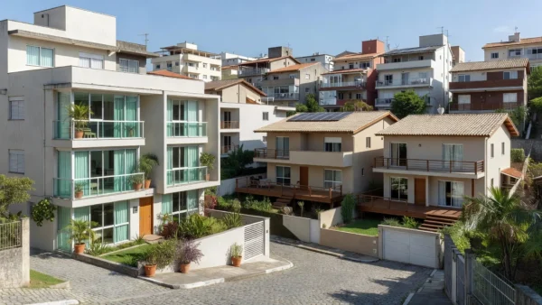 Imóveis residenciais em bairro brasileiro simbolizando carteira de exclusividades