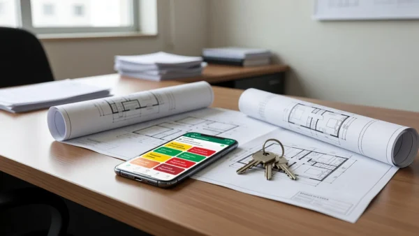 Smartphone com WhatsApp Business e etiquetas para captação de vendas imobiliárias