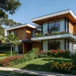 Casa moderna brasileira simbolizando valor imobiliário e marketing no Instagram