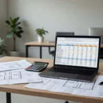 Planilha de lead scoring em notebook para priorizar vendas imobiliárias