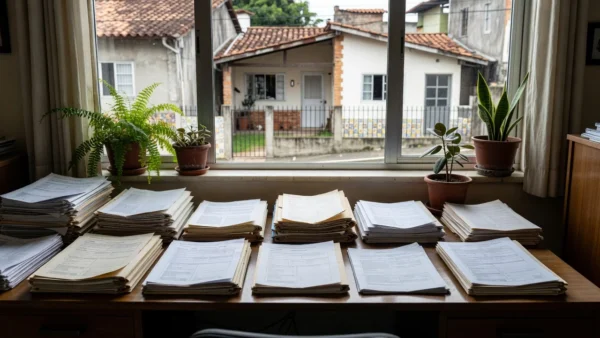 Documentos de registro de atendimento imobiliário protegendo comissão após exclusividade