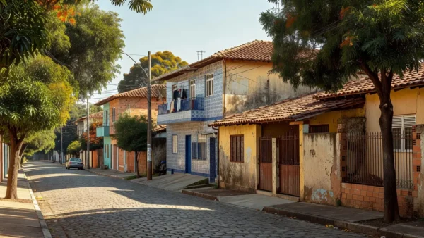 Bairro residencial brasileiro com casas para captação imobiliária e IPTU