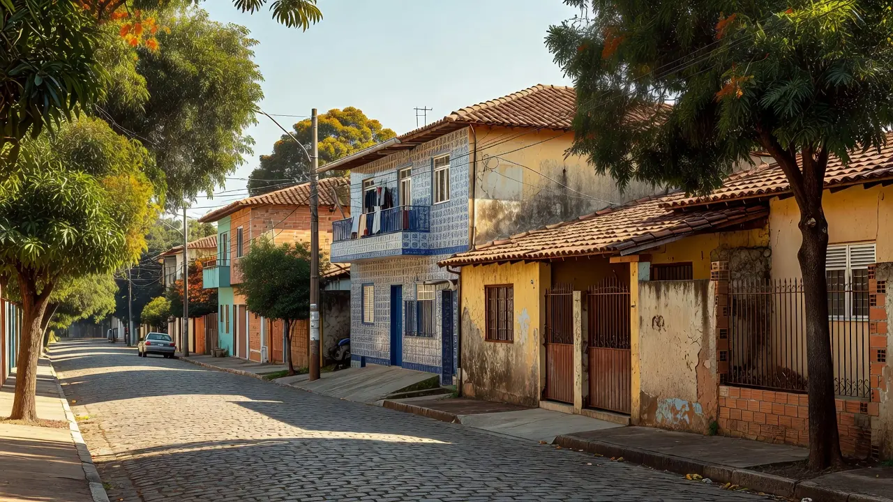Bairro residencial brasileiro com casas para captação imobiliária e IPTU