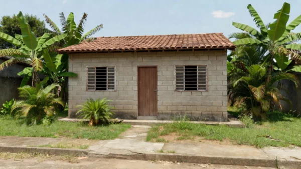 Casa residencial brasileira vazia simbolizando imóvel sem visitas no mercado imobiliário