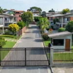 Condomínio fechado brasileiro com portão e casas para captação imobiliária