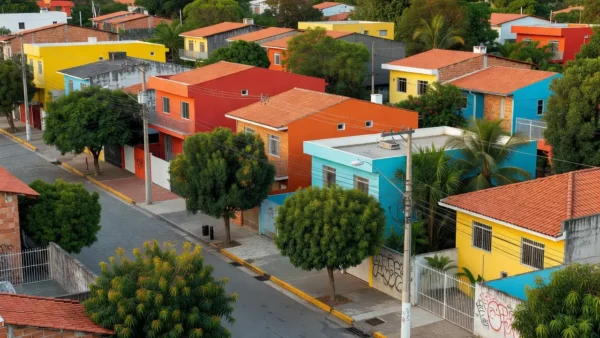 Bairro residencial brasileiro para guia imobiliário em PDF