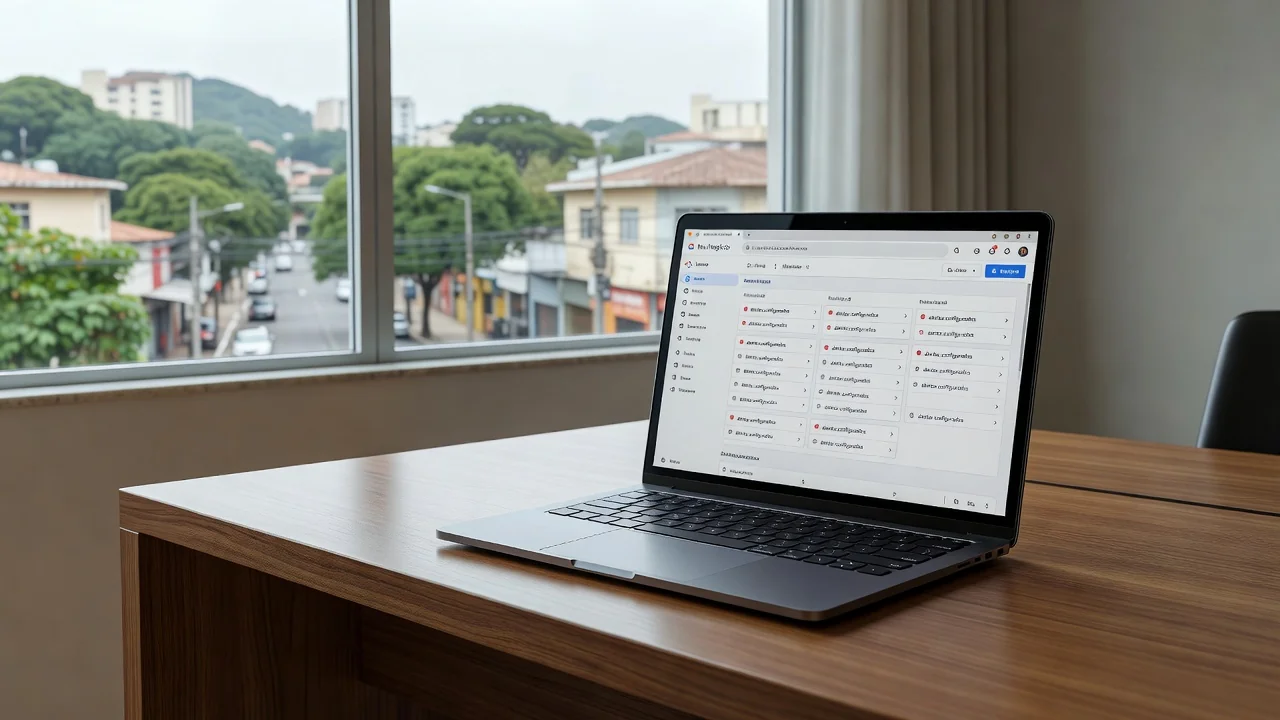 Painel do Google Meu Negócio com alertas em perfil imobiliário brasileiro