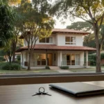 Chaves e documentos de fechamento imobiliário em casa brasileira