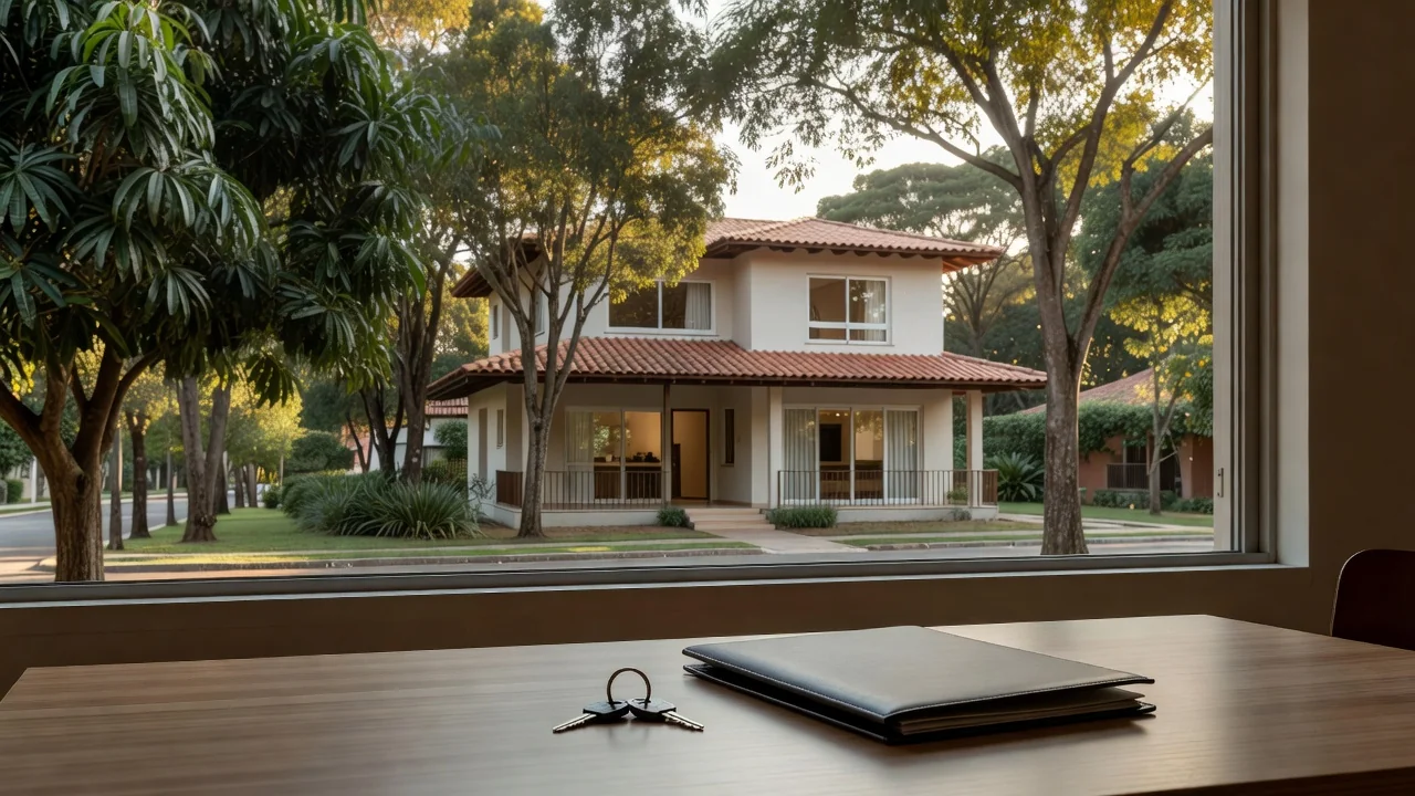 Chaves e documentos de fechamento imobiliário em casa brasileira