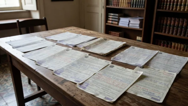 Documentos de registro de imóvel com pendências em cartório brasileiro