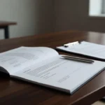 Contratos imobiliários para registro de benfeitorias em mesa de escritório