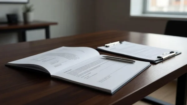 Contratos imobiliários para registro de benfeitorias em mesa de escritório