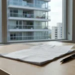 Contrato de co-corretagem imobiliária sobre mesa em escritório brasileiro