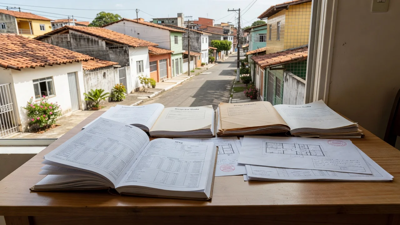 Carnê do IPTU com documentos sobre imóveis residenciais brasileiros