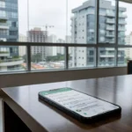 Smartphone com WhatsApp aberto mostrando leads imobiliários