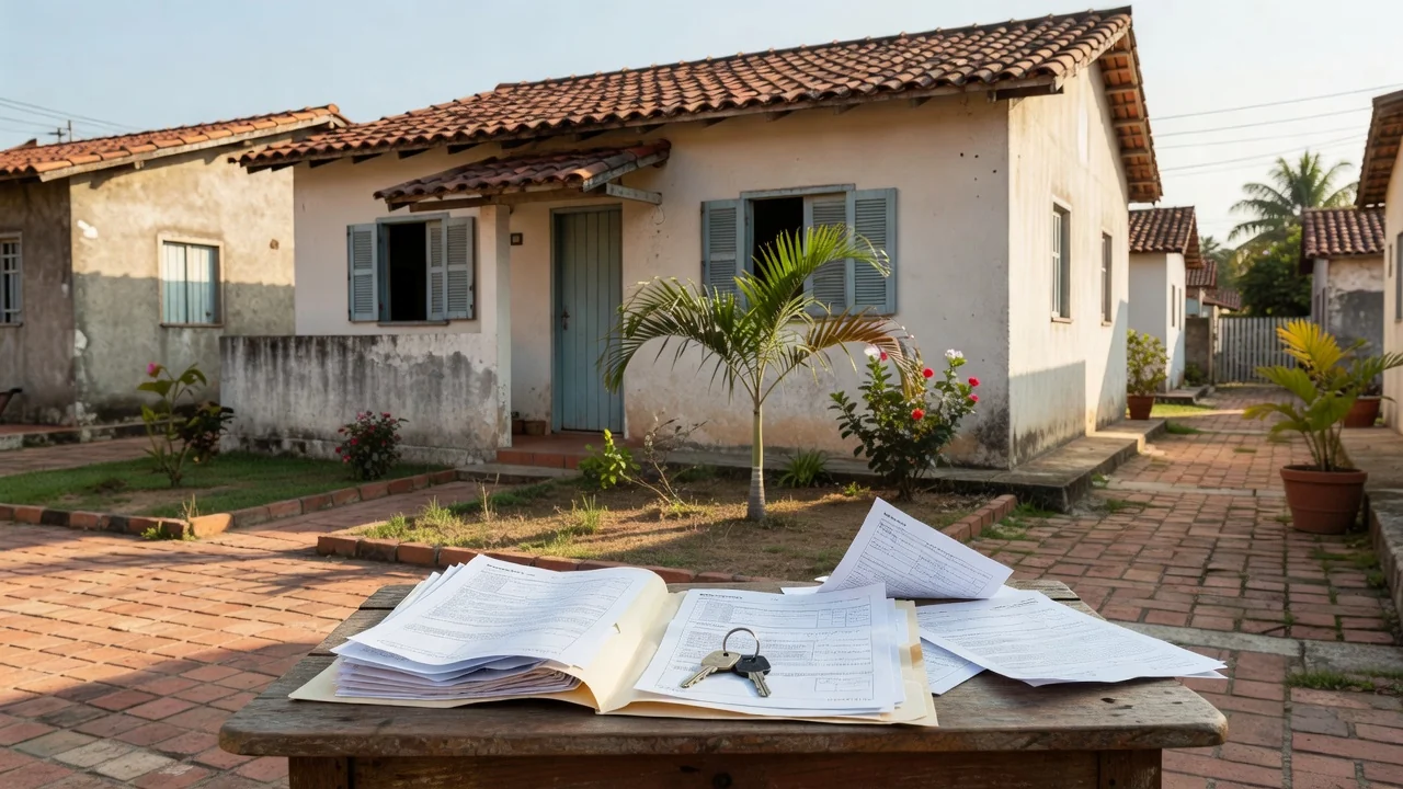 Casa residencial brasileira com documentos imobiliários para herdeiro de imóvel