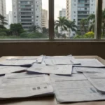 Documentos de propostas imobiliárias comparadas em mesa de escritório no Brasil