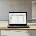 Tela de notebook com planilha de ciclo de exclusividade imobiliária