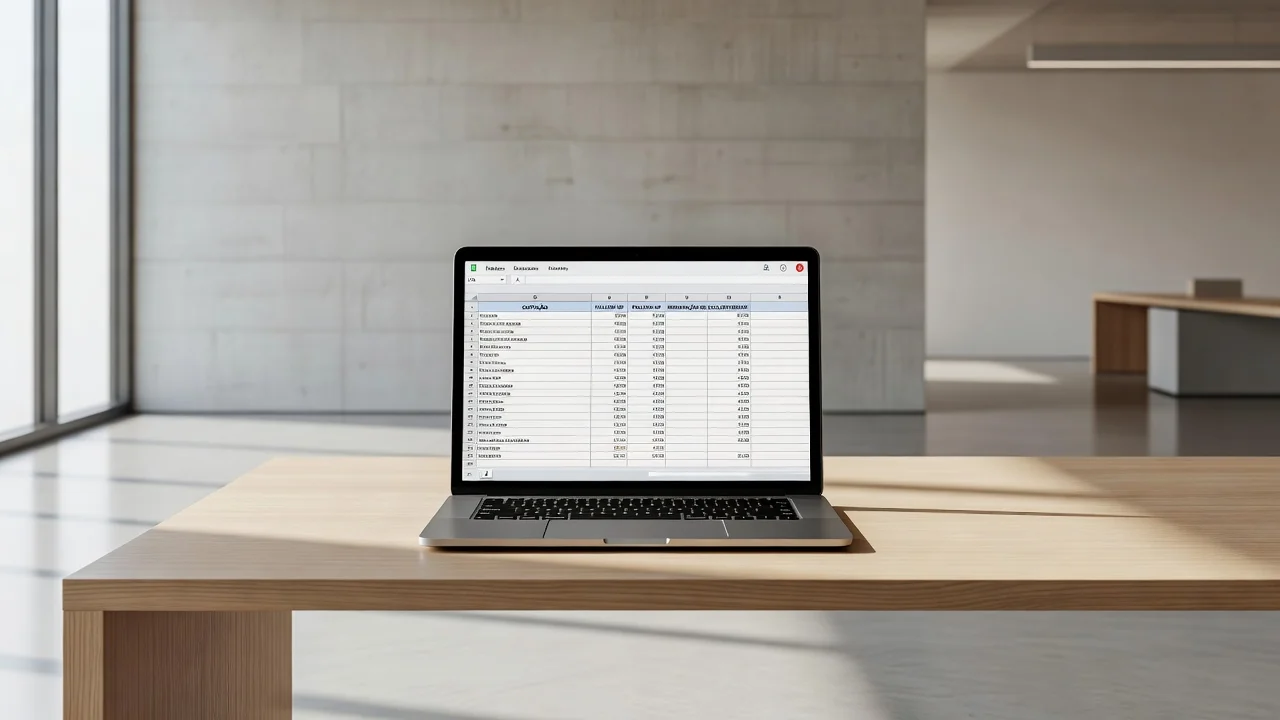 Tela de notebook com planilha de ciclo de exclusividade imobiliária