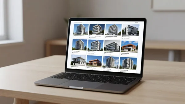Tela de portal imobiliário com listagens de imóveis residenciais brasileiros