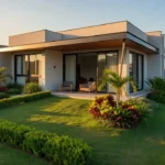 Casa residencial moderna brasileira representando o mercado imobiliário