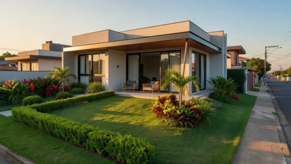 Casa residencial moderna brasileira representando o mercado imobiliário