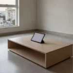 Tablet com formulário digital em apartamento moderno brasileiro para feedback de visitas imobiliárias