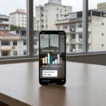 Smartphone com Stories imobiliários sobre feedback de visitas em contexto brasileiro