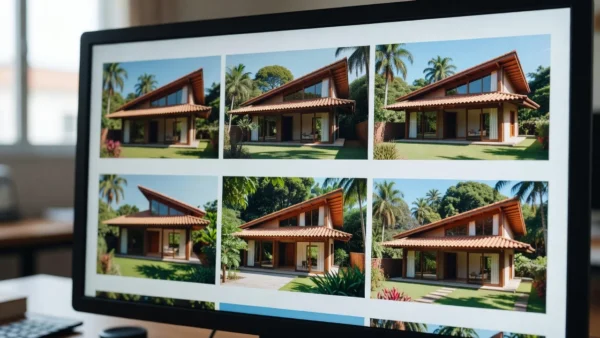 Anúncio imobiliário com fotos ordenadas de casa residencial brasileira