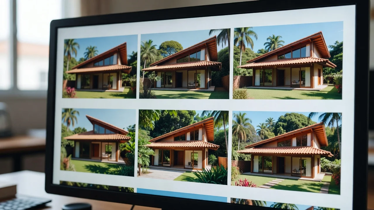 Anúncio imobiliário com fotos ordenadas de casa residencial brasileira