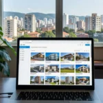 Tela de CRM imobiliário com filtros automáticos para imóveis compatíveis no Brasil