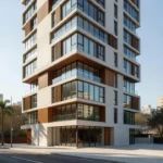 Edifício moderno de arquitetura exclusiva para mercado imobiliário no Brasil