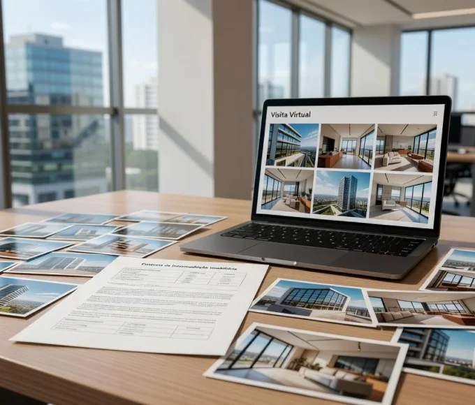 Contrato de intermediação imobiliária com visitas virtuais e fotos de imóveis no Brasil