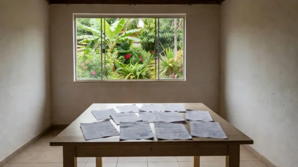 Documentos de exclusividade imobiliária sobre mesa em casa brasileira