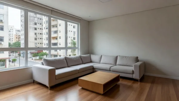 Apartamento residencial brasileiro durante visita de plantão imobiliário