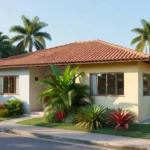 Casa residencial brasileira em bairro suburbano para mercado imobiliário