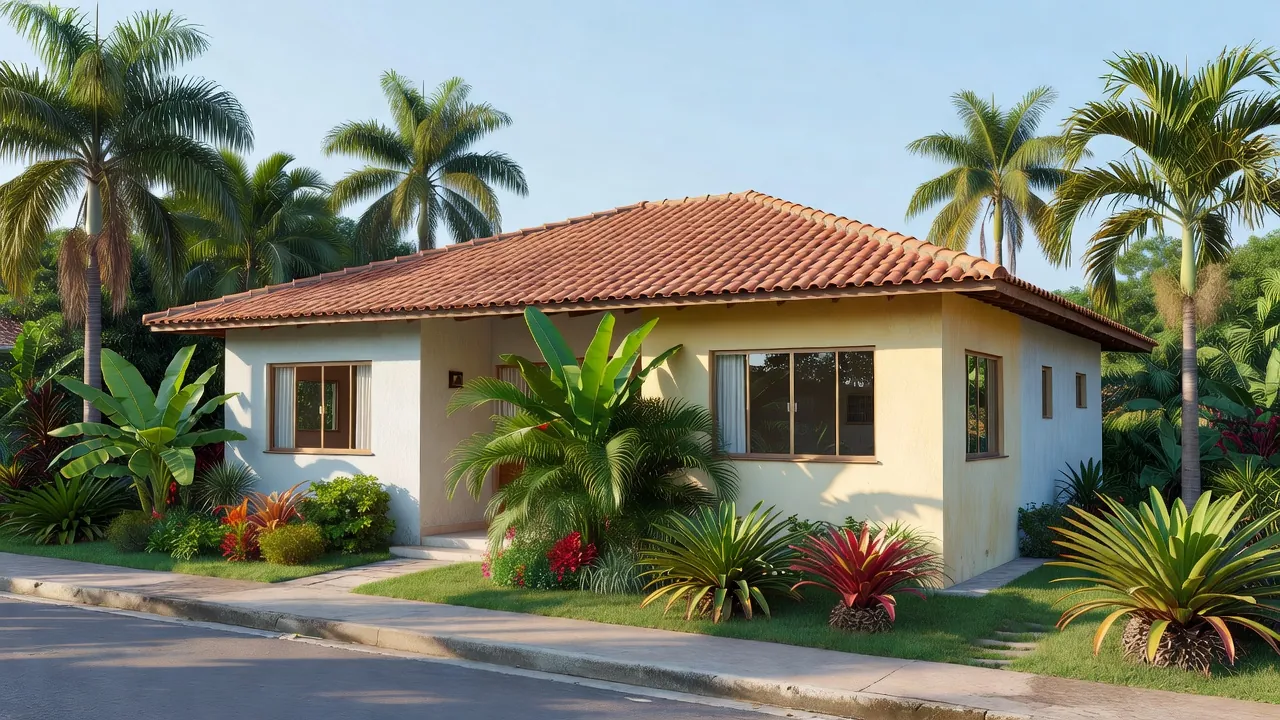 Casa residencial brasileira em bairro suburbano para mercado imobiliário